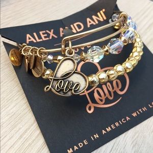 Set of 3 Alex and Ani “Love” Bracelets